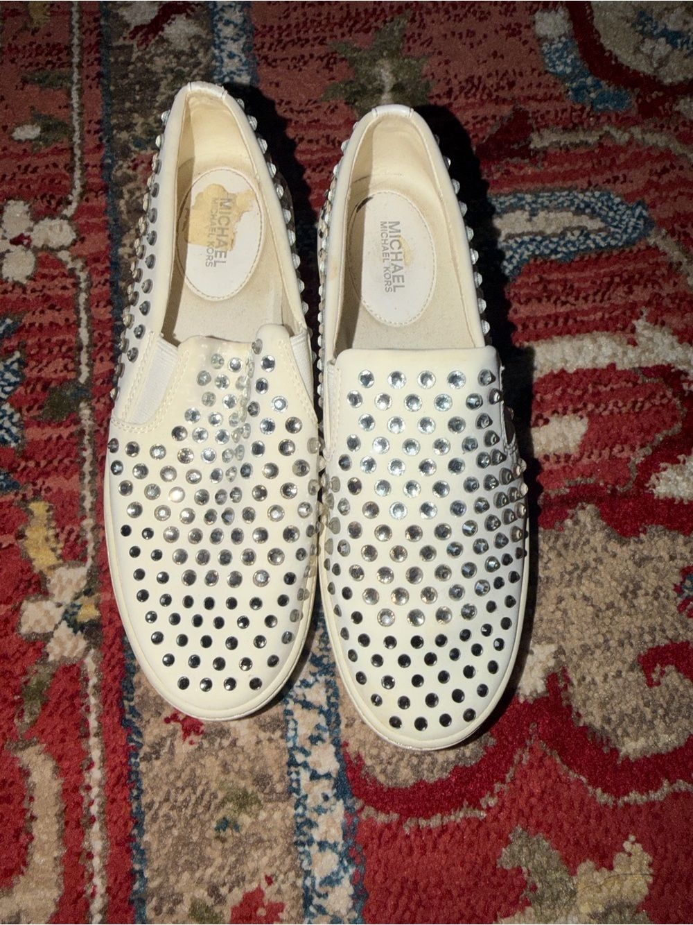 MICHAEL Michael Kors White Slip-On Studded Sneakers
